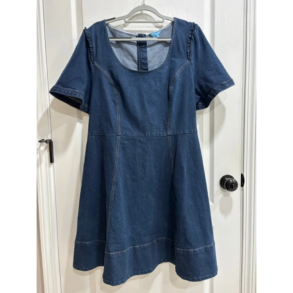 Women's Draper James Faith Love Circle Denim Mini Dress Plus Size 20 - Image 4