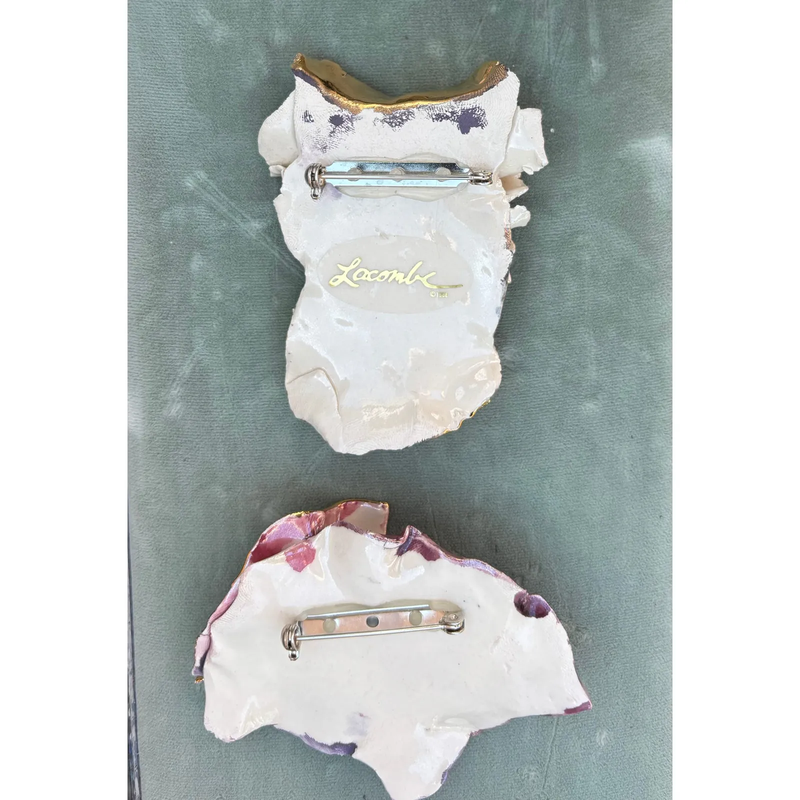 Amy Lacombe Vitage Abstract Ceramic Clay Brooch Jewelry 80' - Image 3