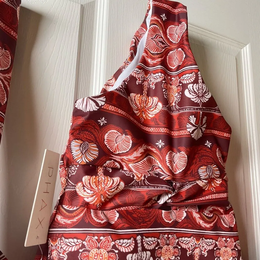 Phax Tropical One piece Long Sleeve Swim suit Women's Size Xs Red - Image 5