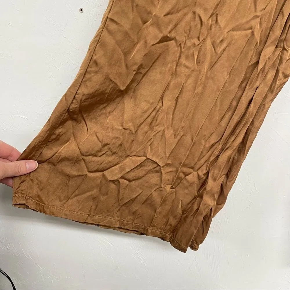 Young Fabulous & Broke Tan Satin Wide Leg Pants Womens S Pull On Casual Fairy - Image 2