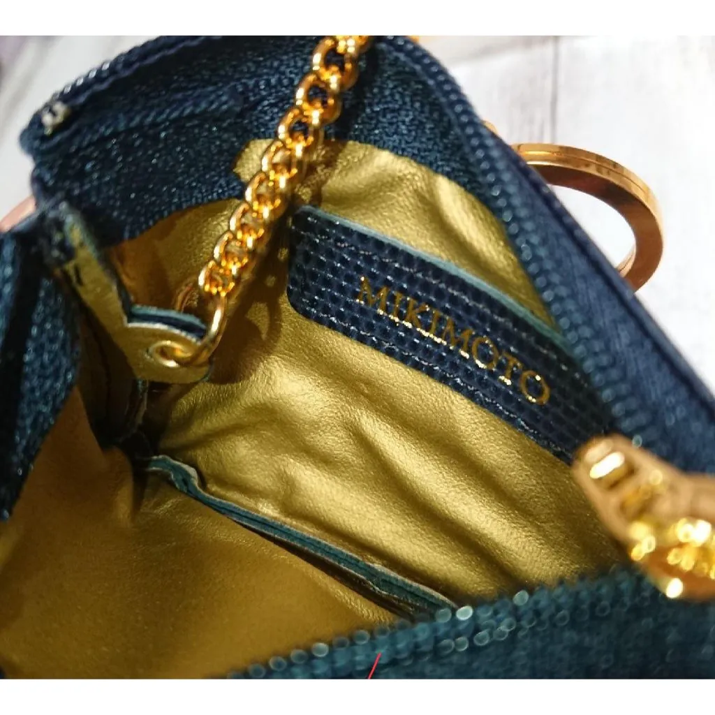 NWB Mikimoto navy blue PU leather coin wallet key chain - Image 3