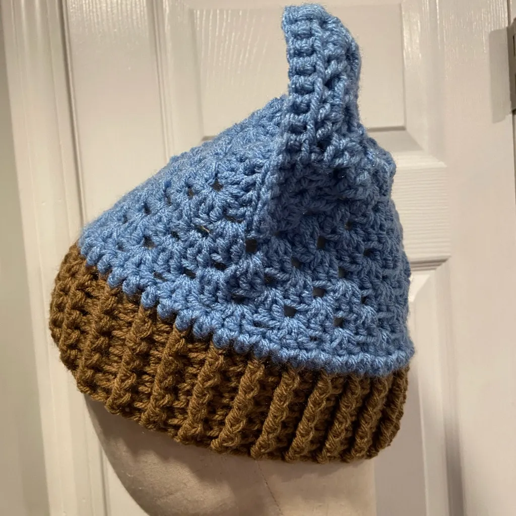 Handmade Crochet Cat Animal Ear Beanie Hat Cozy Ribbed Brim Stretch Winter Hat - Image 2