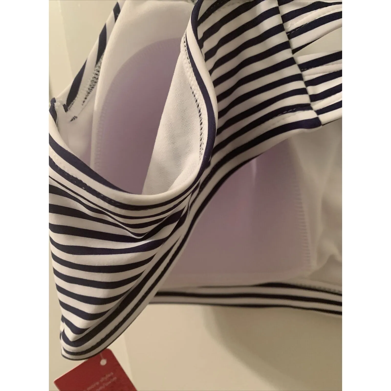 Xhiliration Women's Striped Swim Top Size 2X 20W-22W Blue White - Image 12