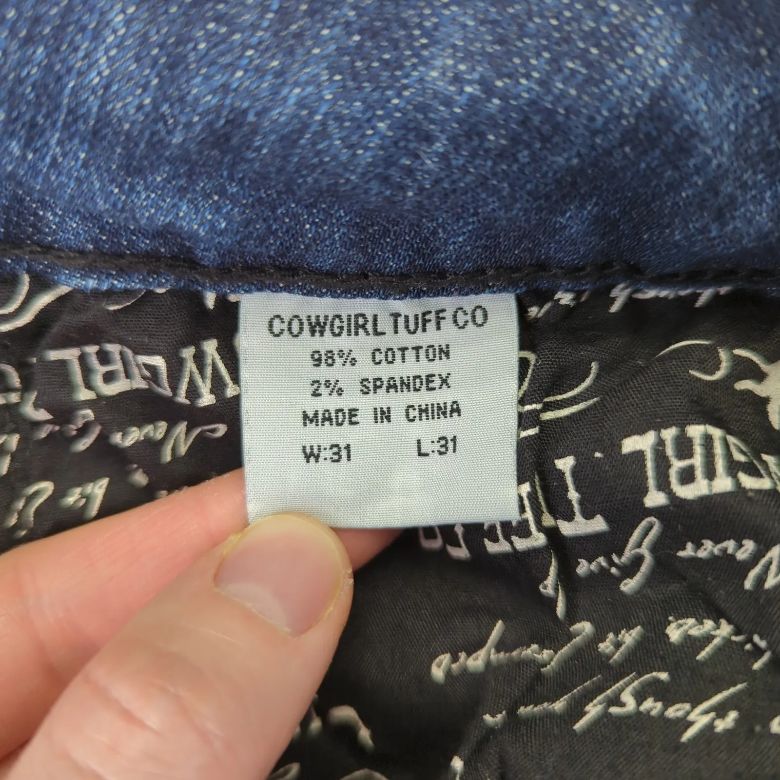 Cowgirl Tuff Don't Fence Me In Distressed Jeans Womens Bootcut Medium Wash 31x31 Blue Size 31 - Image 6