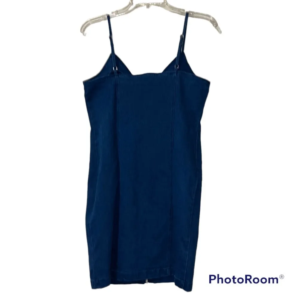 Love J denim dress sleeveless full zip front adjustable straps sweetheart neck - Image 2