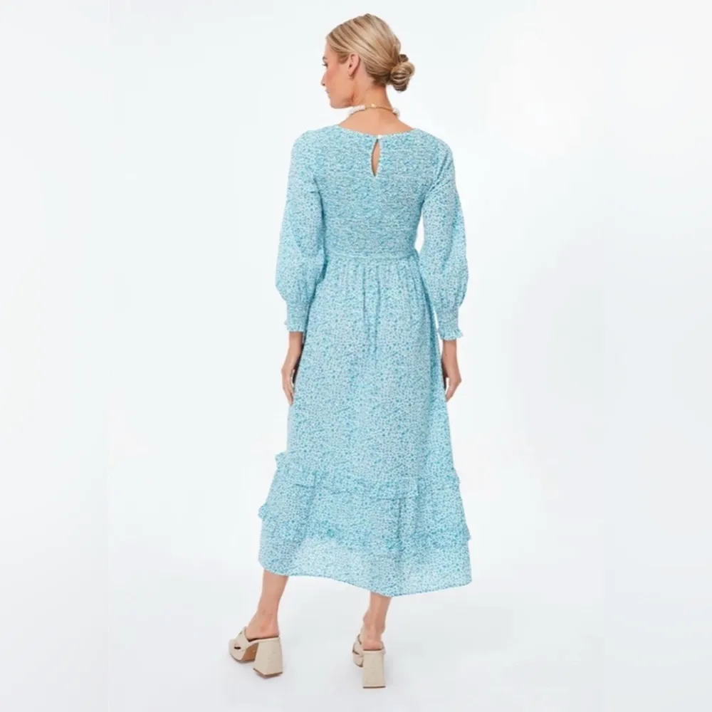 Tuckernuck Pink City Prints Ocean Ditsy Isabel V Neck Dress Large - Image 13