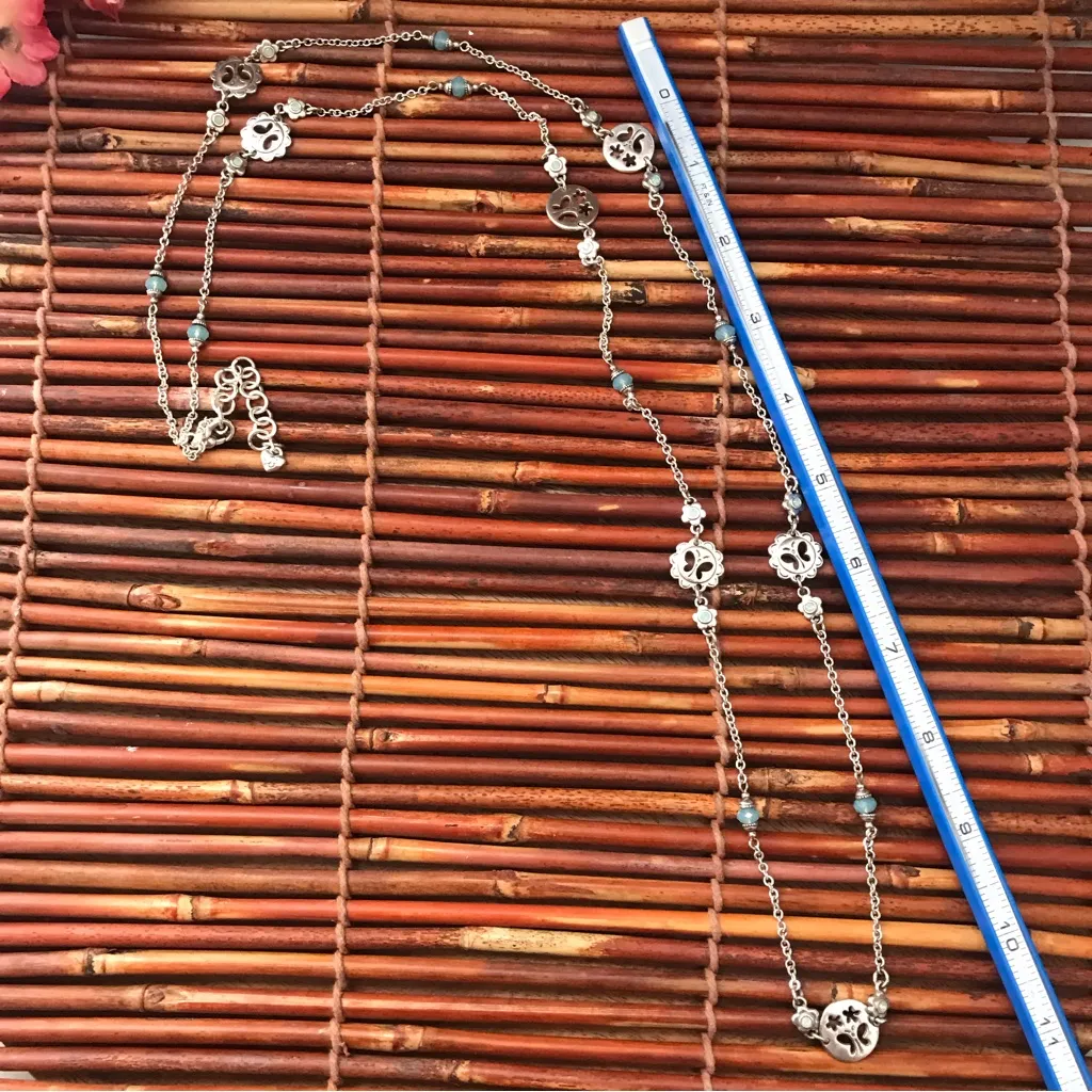 Brighton Extra Long Chain Necklace Blue Glass Beads & Butterly Motif - Image 7