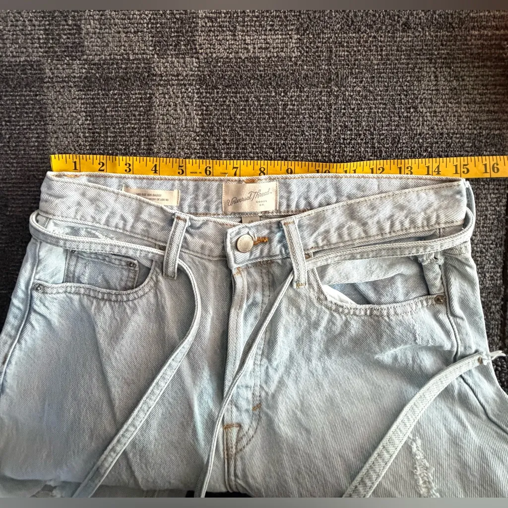 UNIVERSAL THREAD Mid Rise 90s Baggy Distressed Light Wash Jeans 4R - Image 11