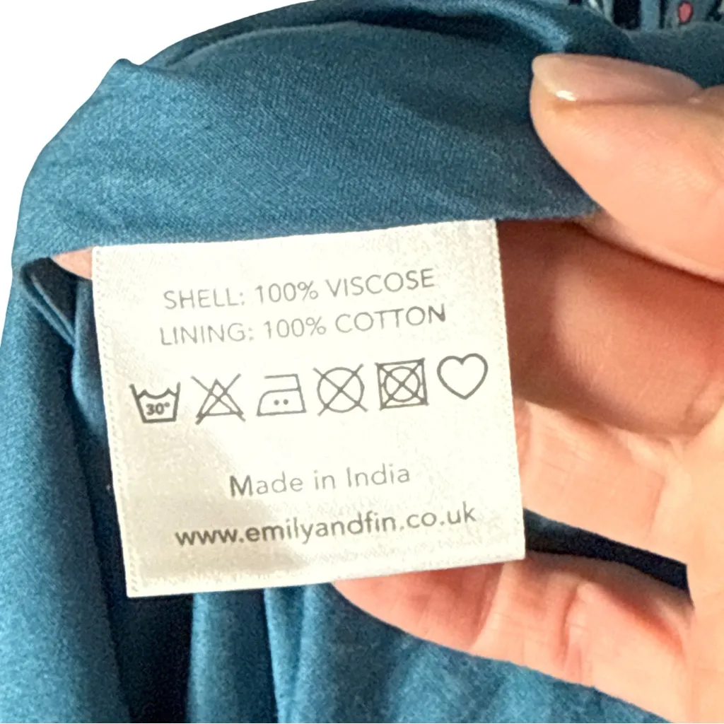 Emily and Fin Bird Print Sleeveless Midi Dress Blue XS - Image 8