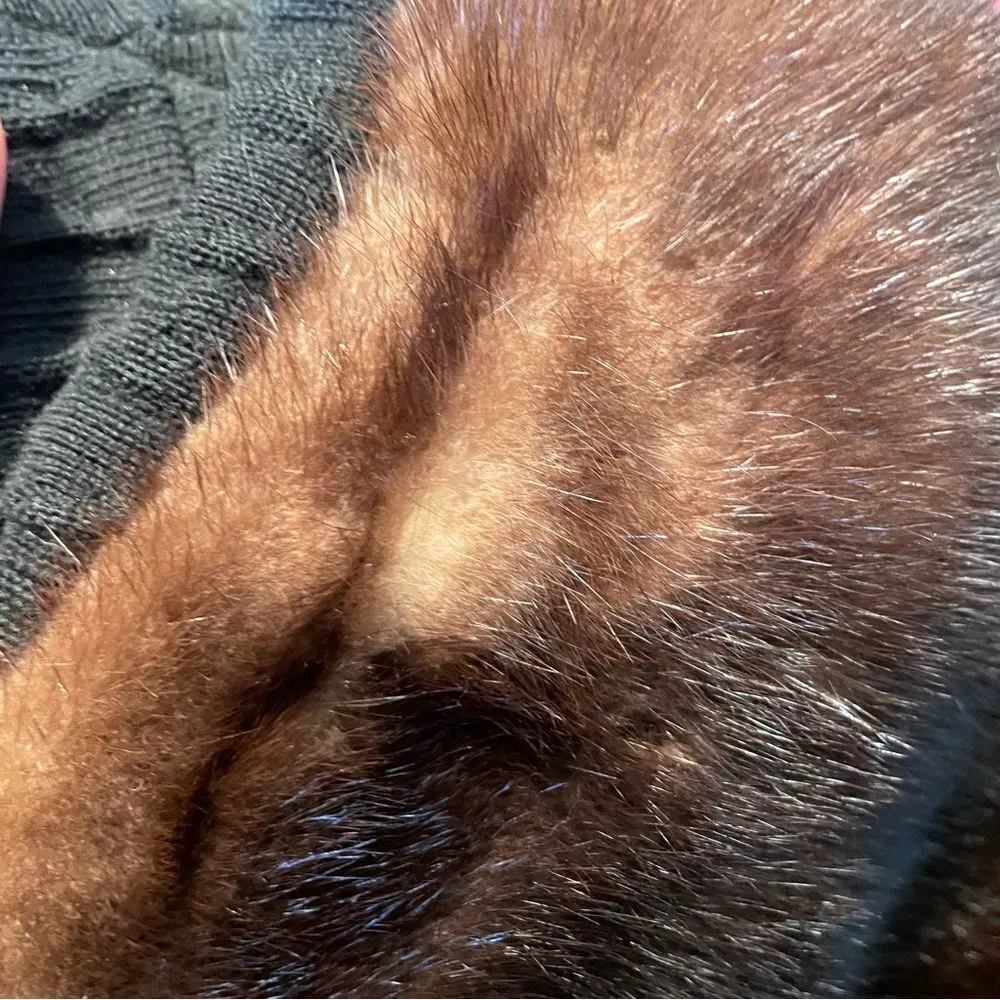 VINTAGE 40s 50s MCM Morris B‎ Sachs Wool Mink Collar Swing Coat XS S Brown - Image 12