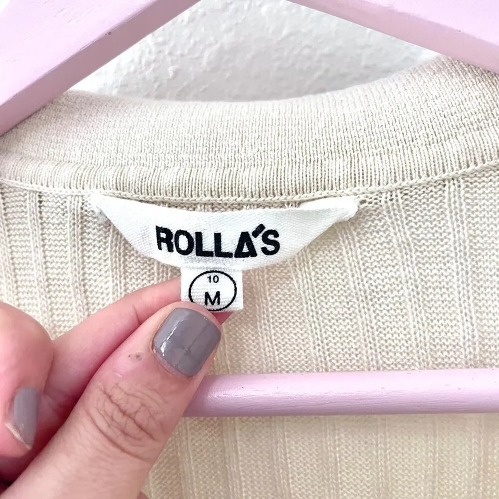 Rollas Amanda Knit Tank Salt Ivory Ribbed Size M Size M - Image 3