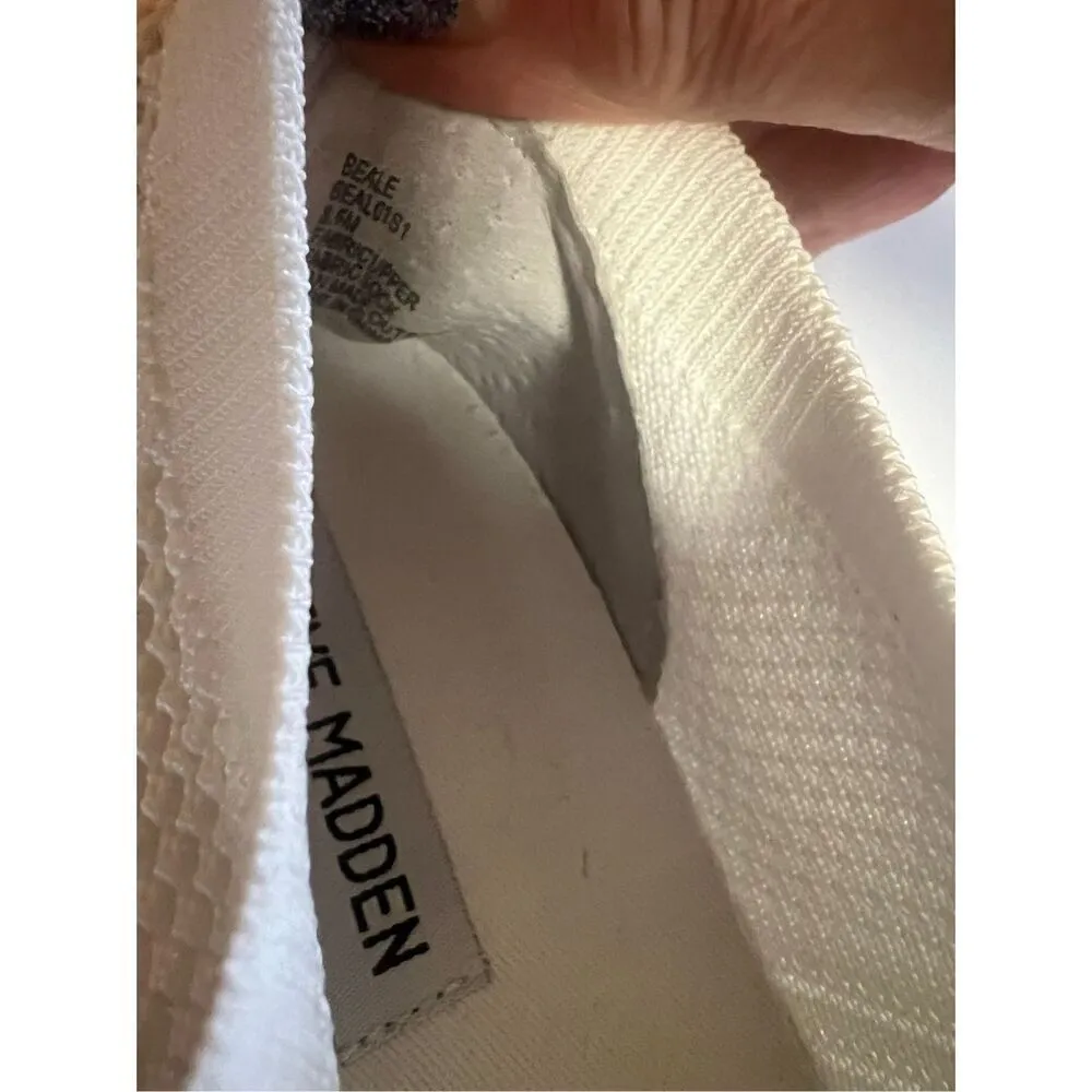 Steve Madden BEALE Sz 8.5 White  Knit Fabric Slip On Shoes - Image 8