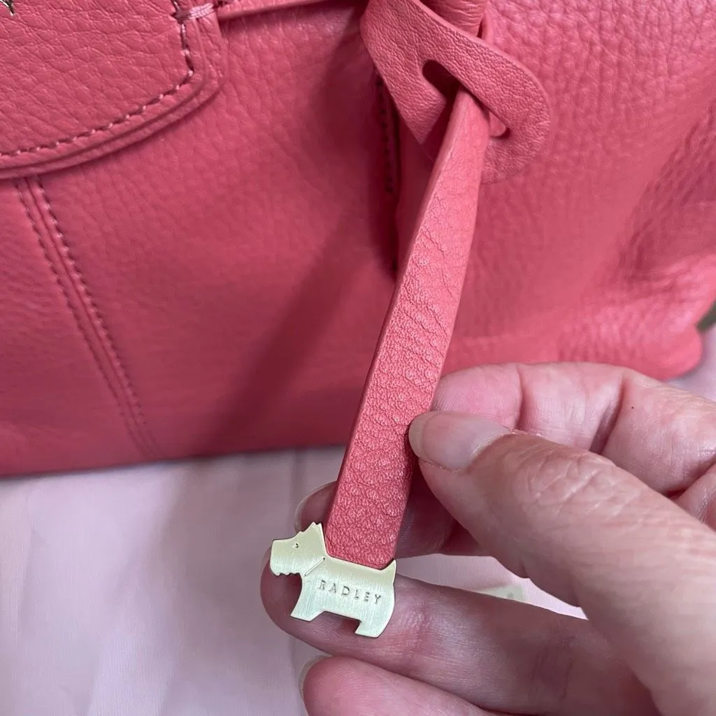 Radley London Pebble Leather Shoulder Bag Burnham Beeches Coral Pink - Image 6