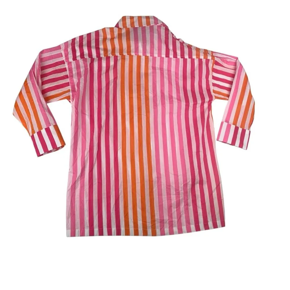 Beach Riot women's small medium Alexa casual Pink and Orange Button Down Shirt - Image 2