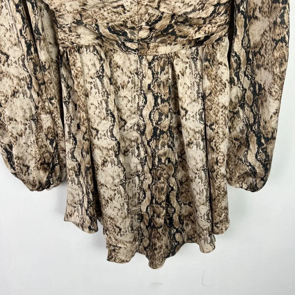Ronny Kobo Orzora Snake Print Mini Dress Long Sleeves Size XS EUC Tan - Image 12
