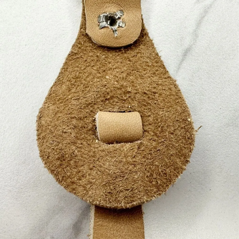 Soft Brown Leather Fringe Western Concho Boho Keychain Keyring - Image 9