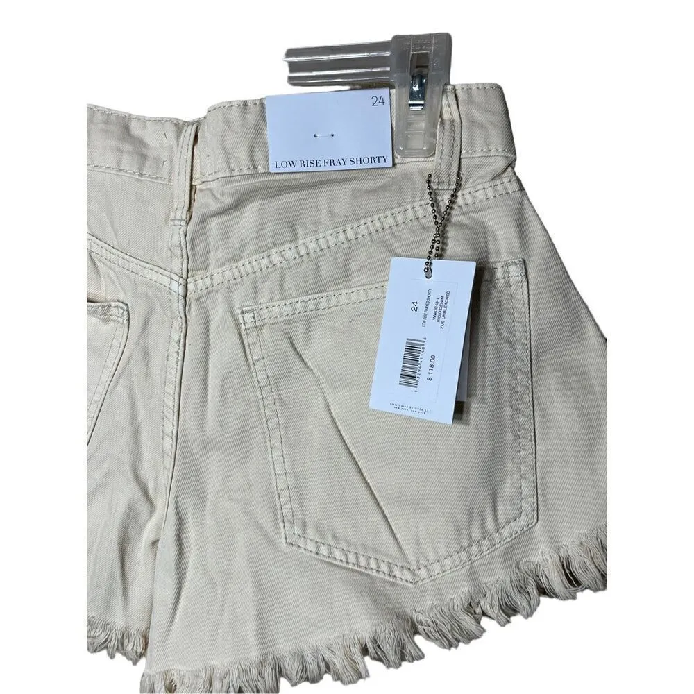 WeWoreWhat Low Rise Frayed Shorty‎ Rigid Denim Shorts NWT Size 24 - Image 8