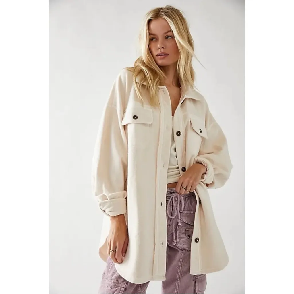 Free People Ruby Jacket Champagne Dreams Medium Oversized Shacket Grunge 90s - Image 10