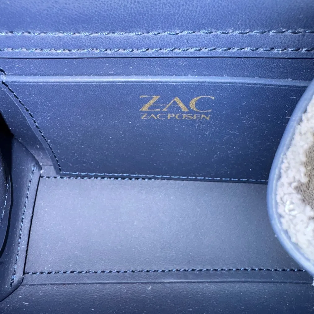 New ZAC Zac Posen Eartha Iconic Mini Crossbody Denim Bag With Chain Strap Blue - Image 16