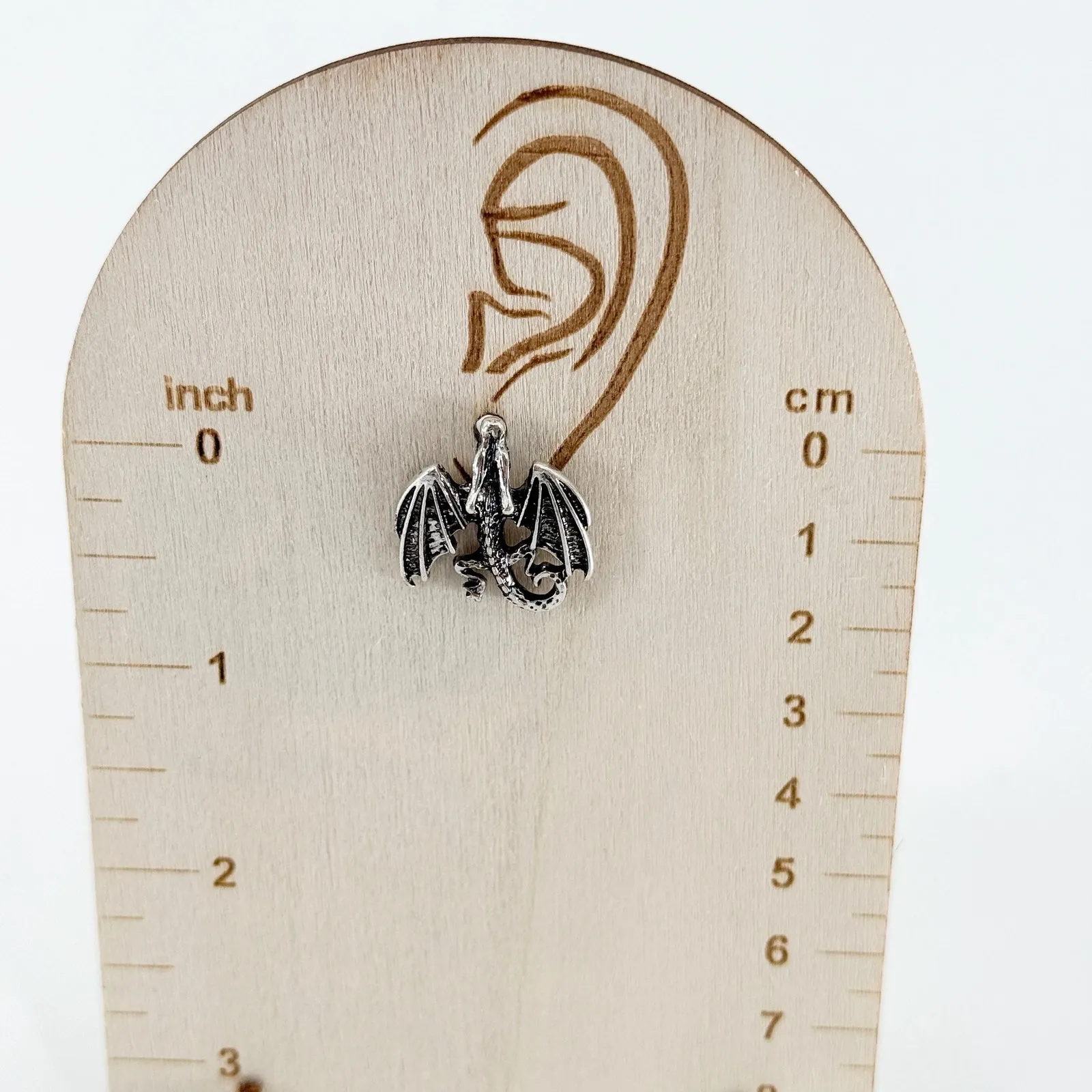 Antique Silver Dragon Stud Earrings - Image 2