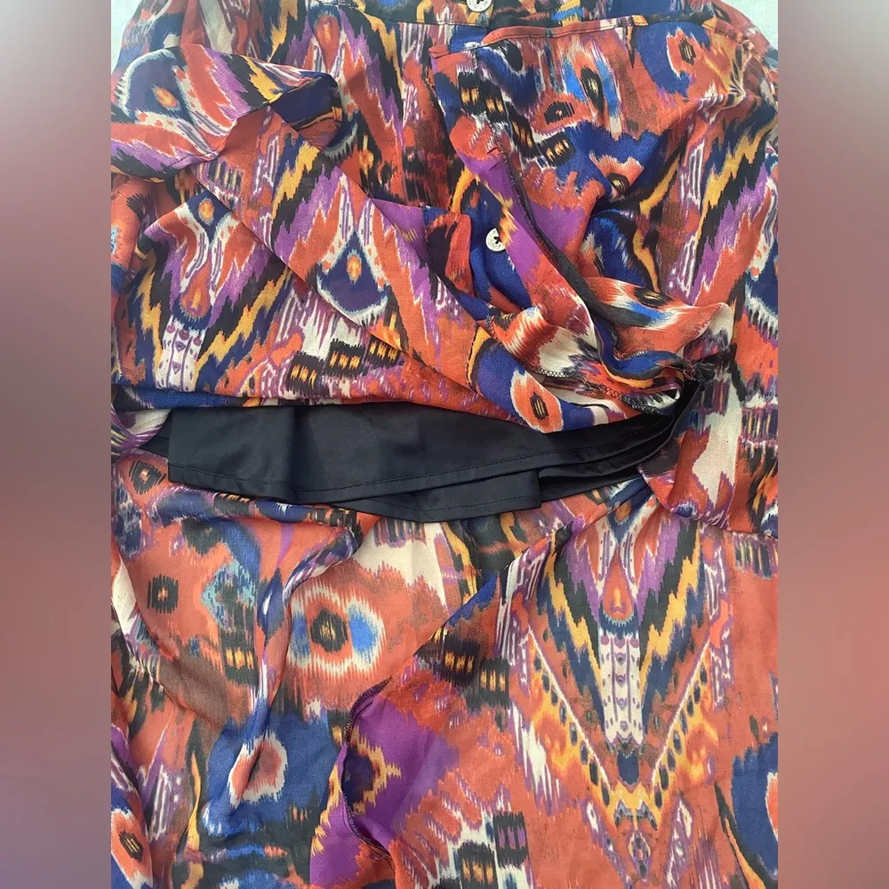 Live 4 Truth  Abstract Boho Hippie Midi Skirt Lined Size 1 Button Front - Image 5