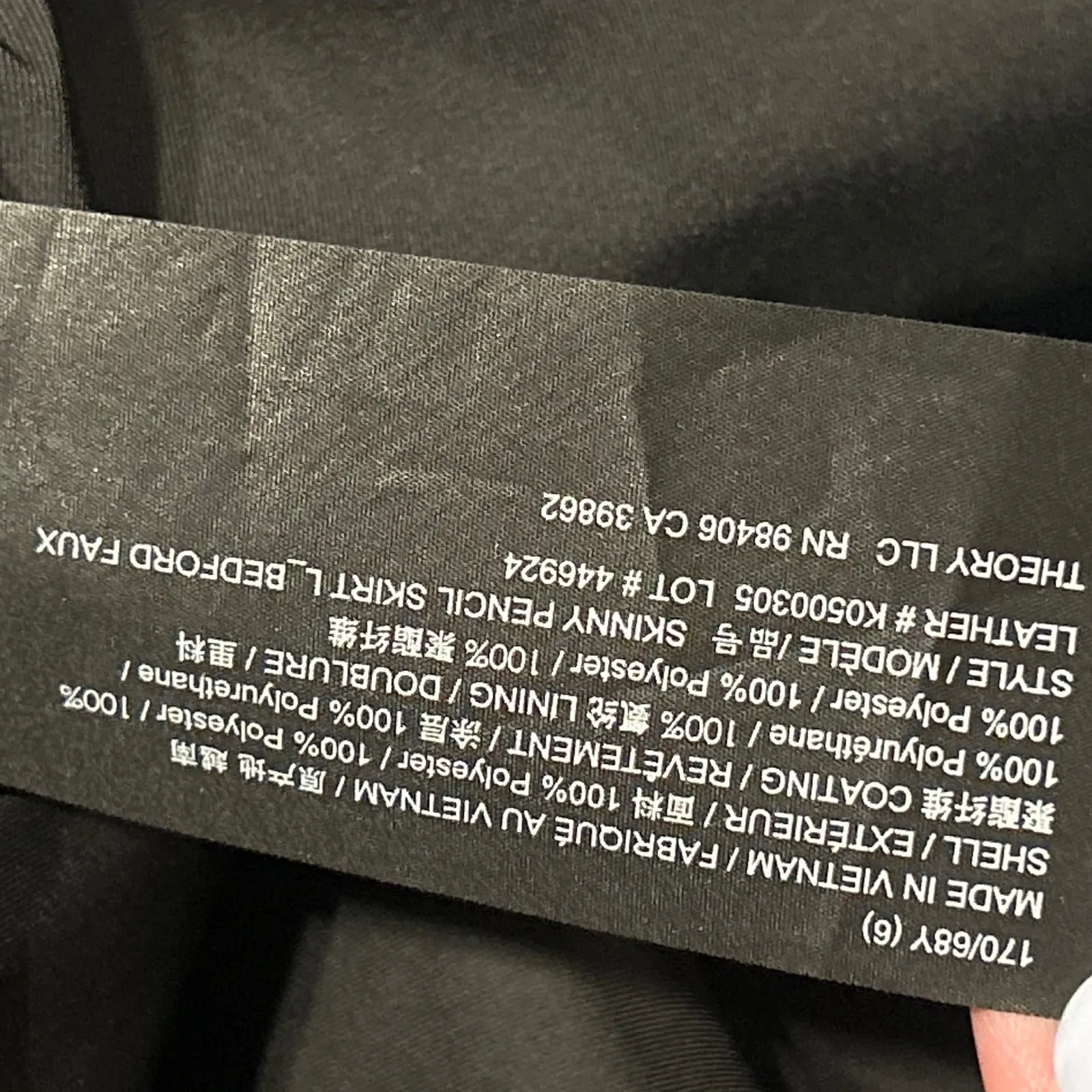 Theory Bedford Faux Leather Skinny Pencil Skirt Black Size 6 Back Zip Slit - Image 4