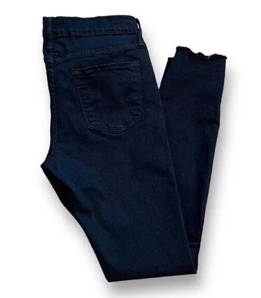 Frame Le Skinny De Jeanne Noir Rips Jeans Black Raw Hem Destroyed Midrise Denim - Image 2