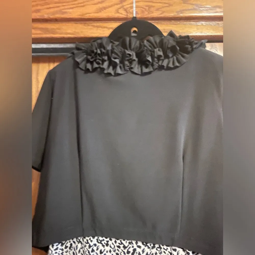Danny & Nicole Cheetah Animal Print Dress With Black Ruffle Jacket, Size 8 EUC - Image 4