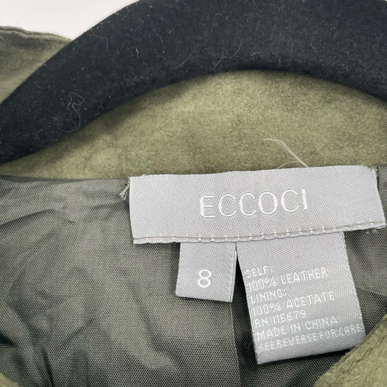 ECCOCI Women's Olive Green Suede Stand Collar Vintage‎ Outerwear Jacket Size 8 - Image 6