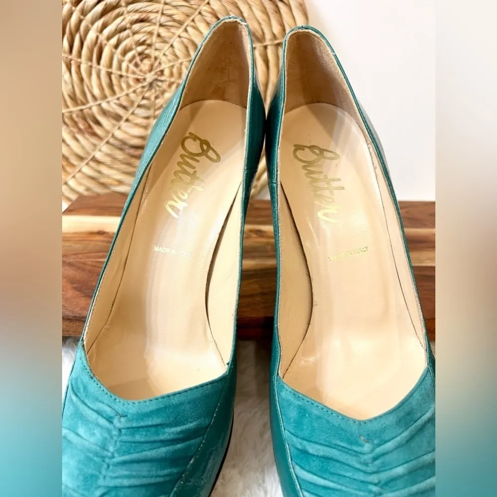 Butter Parker Patent Leather with Suede Heels in Peacock Teal Size 9 Green - Image 7
