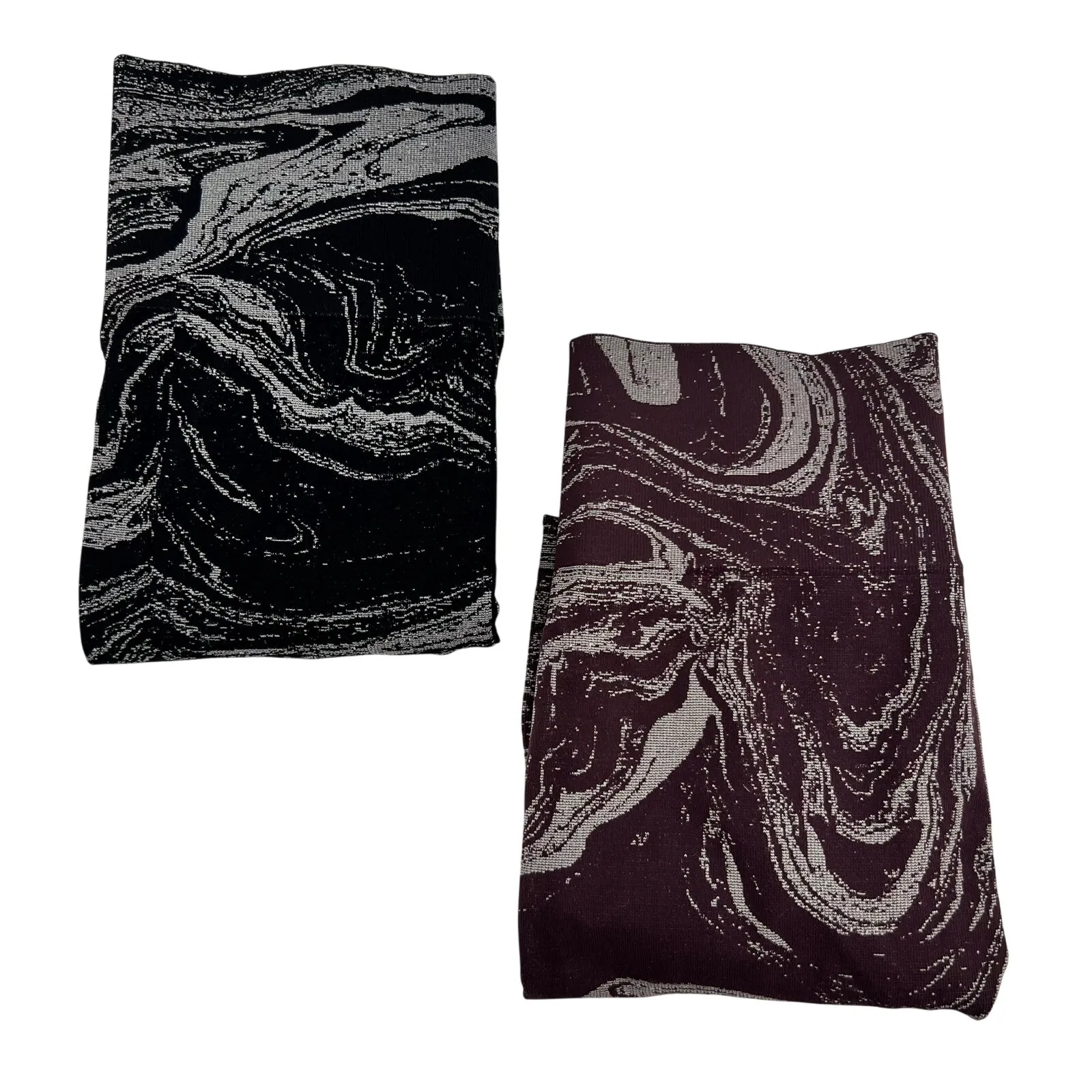 Athleta BUNDLE lot Aurora Shine tight Black & Cabernet Marble Seamless sz small - Image 3