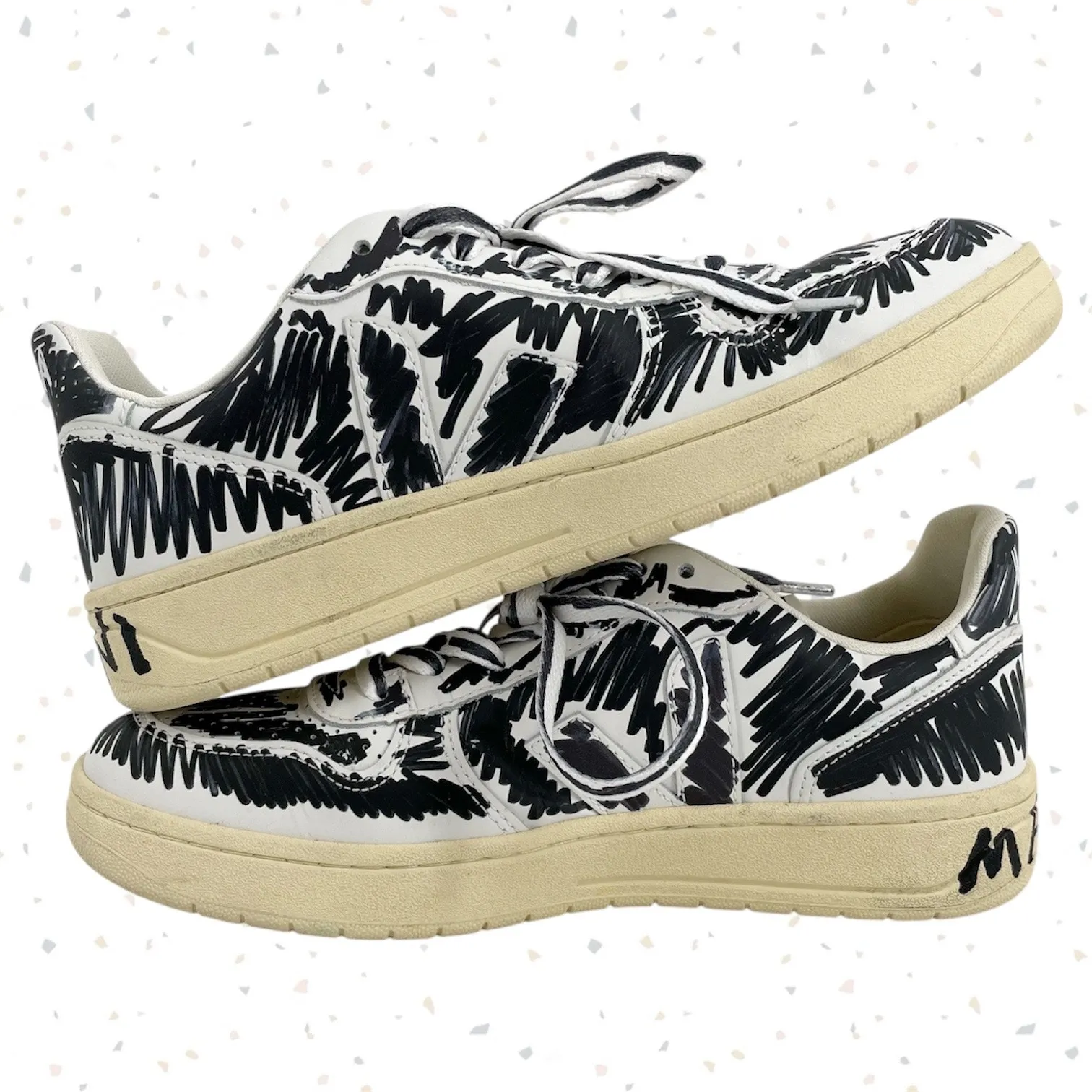 Veja X Marni Graffiti Sneakers Sharpie Scribble Shoes Size 8 - Image 2