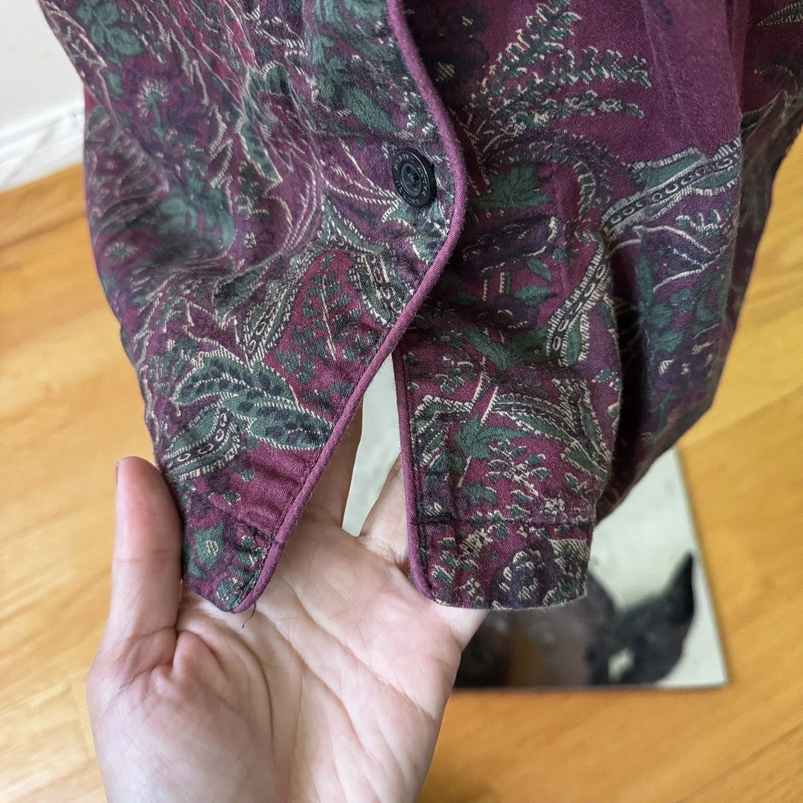 Lauren Ralph Lauren LRL Women's Button Down Sleepwear Top Paisley Purple M - Image 14