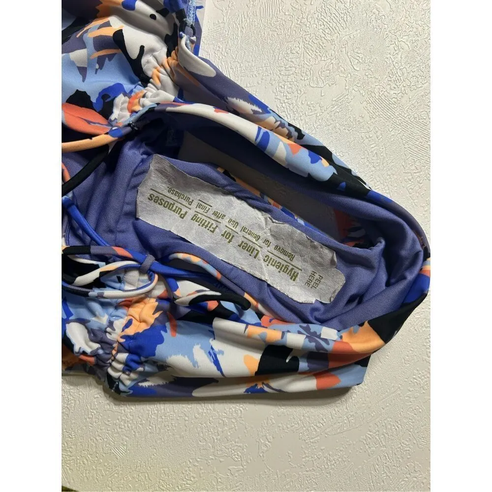 New Athleta L Swim Set Floral Triangle Tankini + L Cinch Full Bikini Bottom wome - Image 9