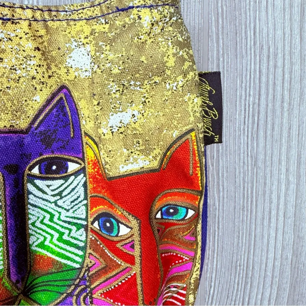 Laurel Burch Shoulder Crossbody Bag colorful rainbow beaded cat purse / mirror Green - Image 6