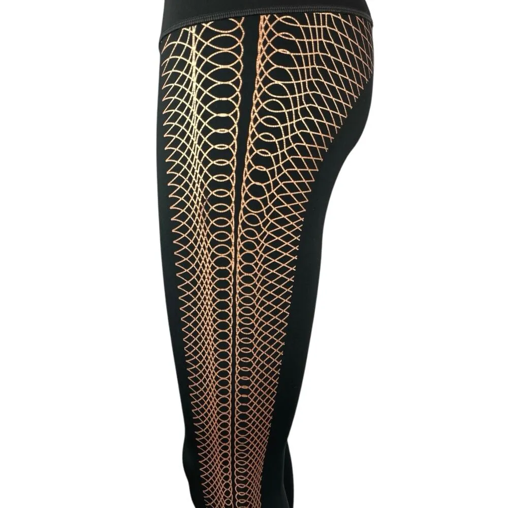 Puma Everyday Graphic Black Metallic Bronze Workout Training Tights Leggings S - Image 5