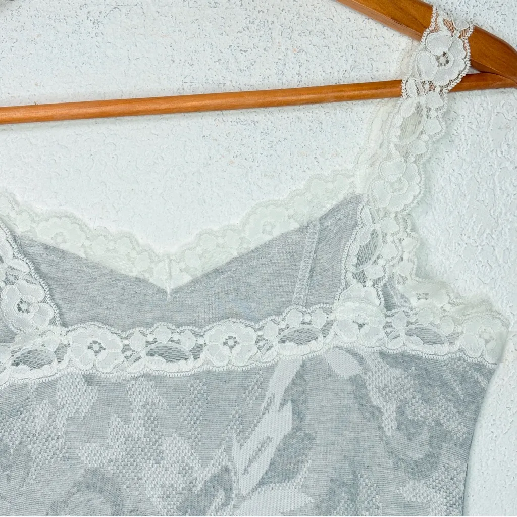 Fairy Dainty Lace Trim Jacquard Cami Small White Grey  WHBM - Image 4