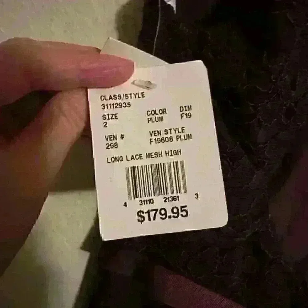 NWT‎ David's Bridal F19608 Plum Long Lace Mesh High Neck Sz 2 - Image 7
