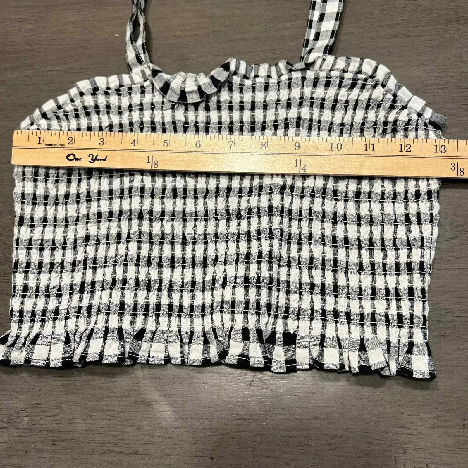 BP Gingham Checkered Smocked Crop Top Black White XS‎ Sleeveless - Image 7