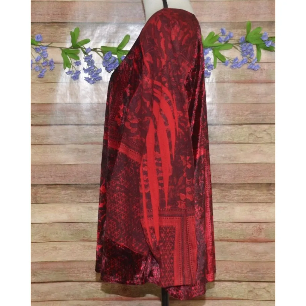 Dressbarn Womens 3X Red Velvet Long Sleeve Blouse Top Whimsigoth Dark Romance - Image 5