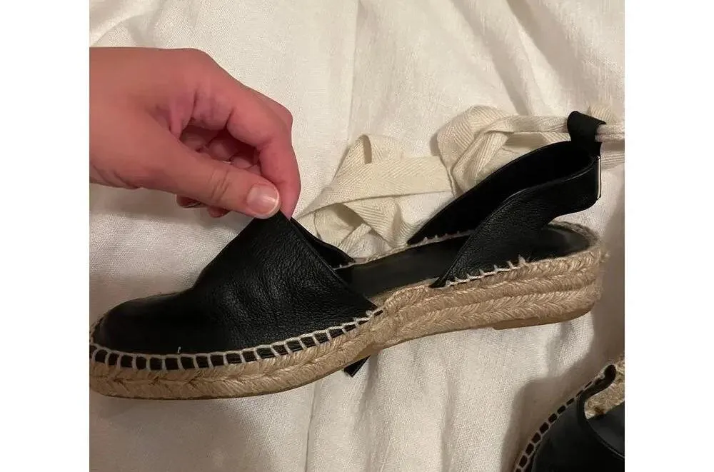 Everlane The D'orsay Espadrille Black Ankle Tie Sandal Shoes Size 8 - Image 4