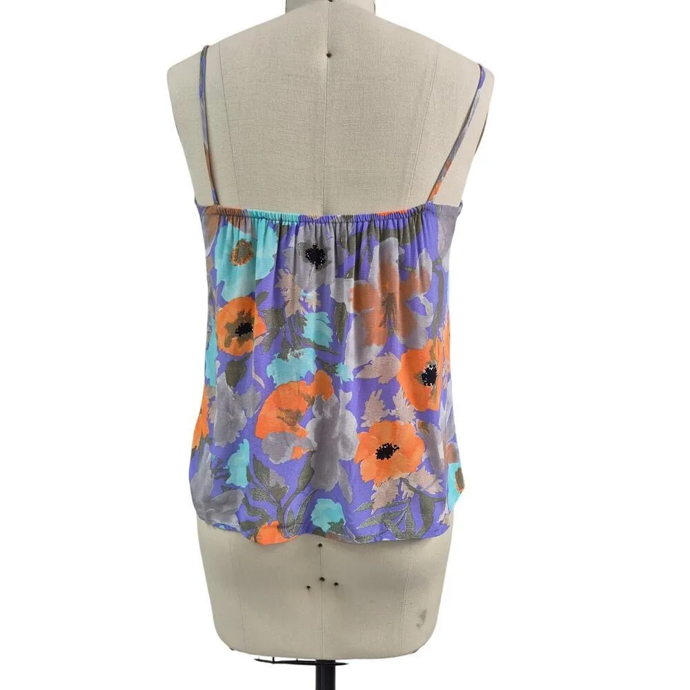A.C. Sport, Sz.8 tank & jacket set Colorful poppy floral print 80s Pastels Orange - Image 3