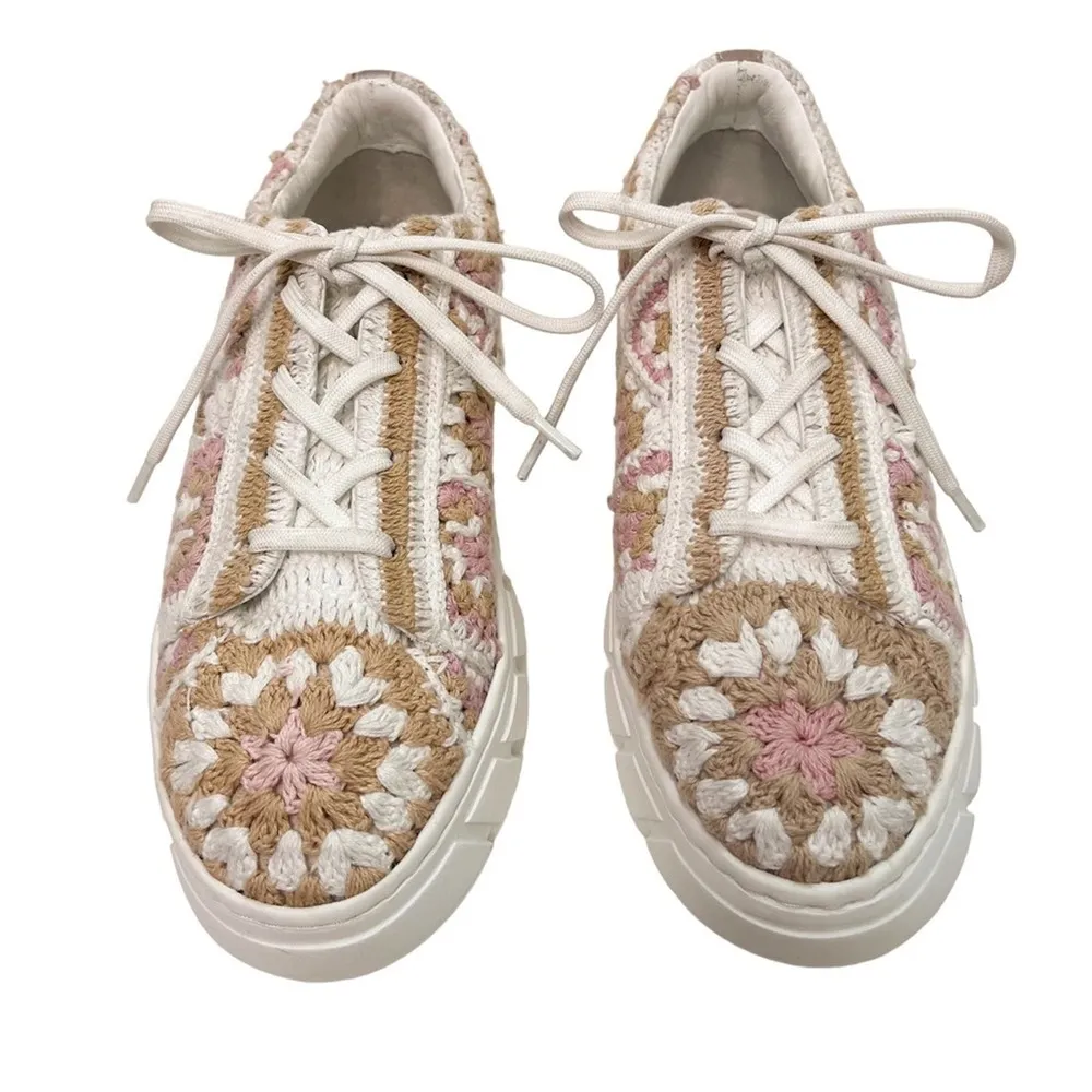 FREE PEOPLE Catch Me If You Can Crochet Platform Sneaker Size 40 - Image 8