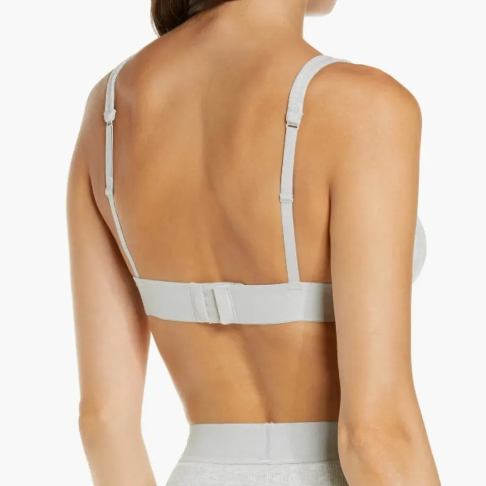 Stretch Cotton Rib Plunge Bralette - Image 2