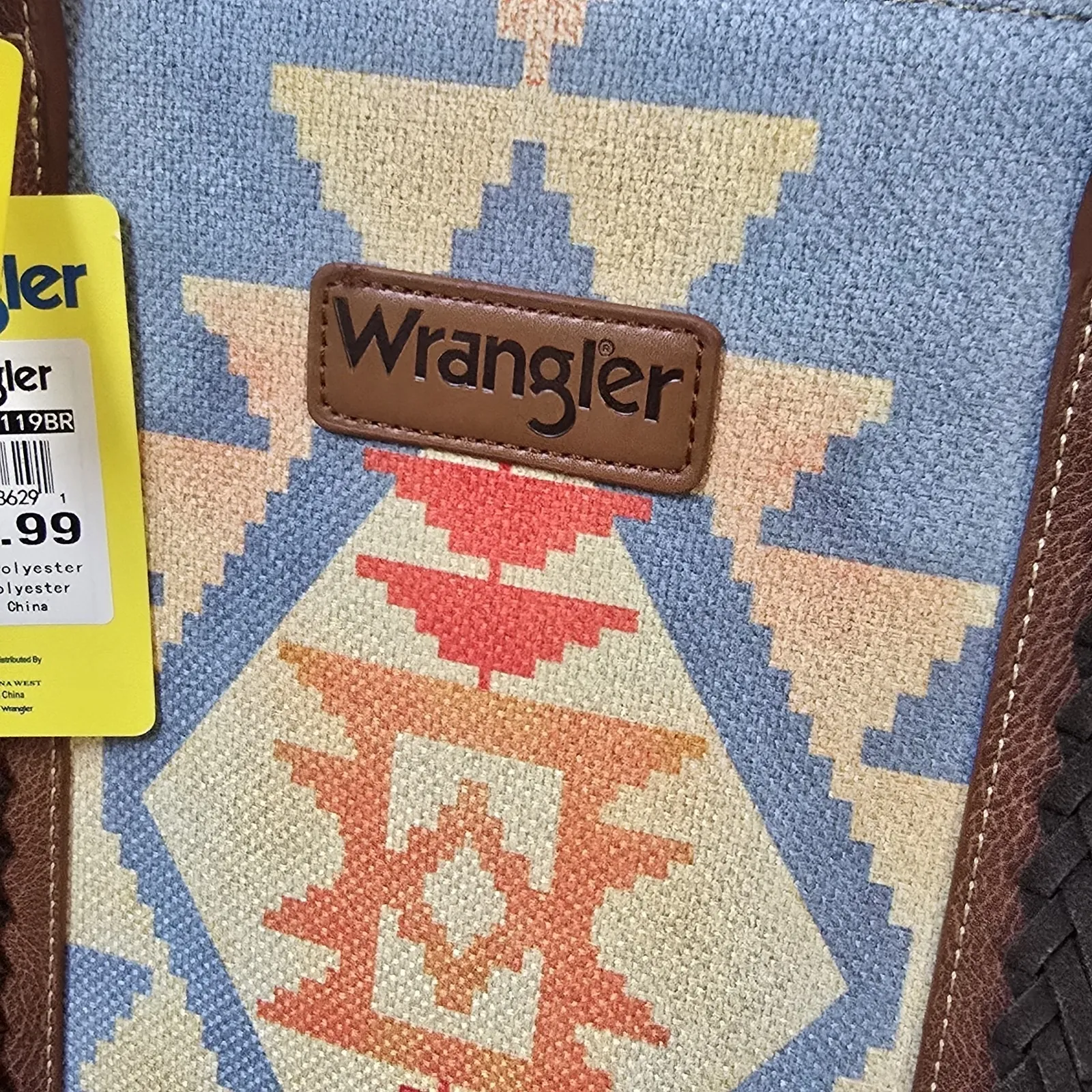 Wrangler Southwestern Aztec Dual Sided Print Canvas 17" Wide Tote Rodeo Cowgirl - Image 8