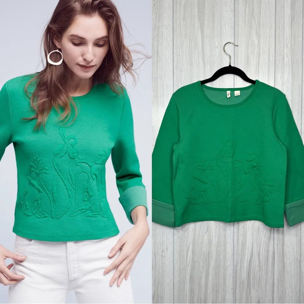 Anthropologie Maeve Embossed Floral Garden Top size S Small - Image 2