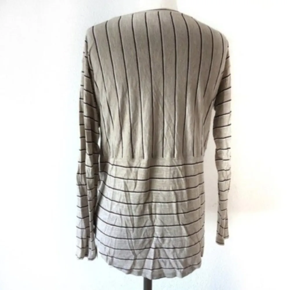 Madewell Shirt XS Anthem Long Sleeve V-Neck Stripe Basic Casual Lounge Neutral - Image 8