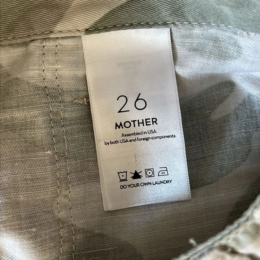 MOTHER The Shaker Chop Crop Fray Camo Pants Y2K Mid Rise Streetwear Size 26 White - Image 7
