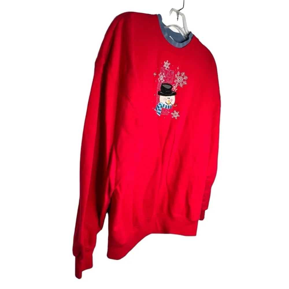 Vintage MC Sportswear Christmas Snowman Shirt Red Size XL - Image 3