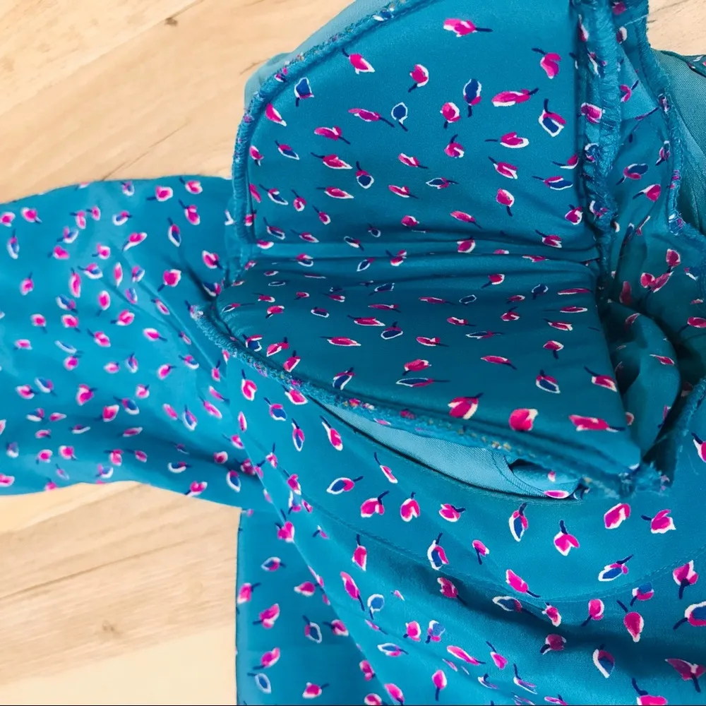 Vintage Turquoise and pink Midi Dress Sz 8 - Image 12